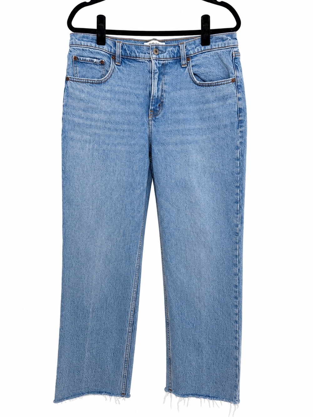 Abercrombie Curve Love 90s Straight Jeans Women's 31/12 Mid Rise Raw Hem